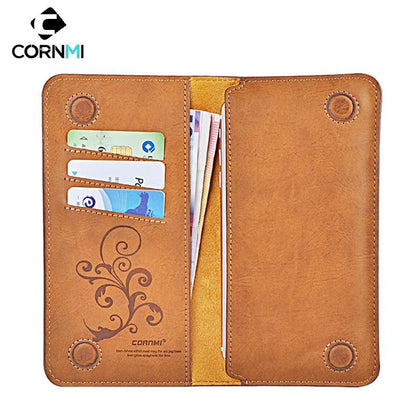 6.0 Universal Vintage Leather Flip Wallet Pouch For iPhone XR XS 8 7 Plus For Samsung For Huawei Cell Phone Case CORNMI