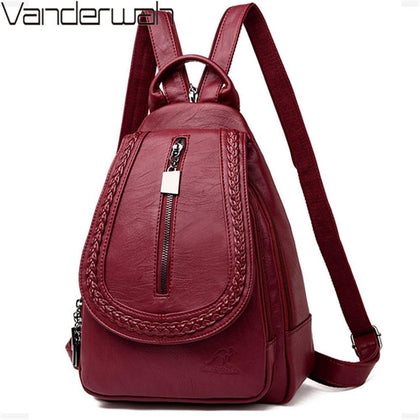 Women Leather Backpacks Classic Female Chest Bag Sac a Dos Travel Ladies Bagpack Mochilas School Bags For Trrnage Girls Preppy