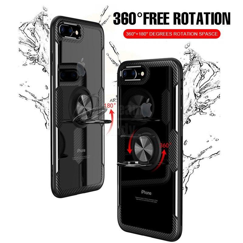 Luxury Silicone Soft Bumper Case On For Iphone 8 6 6S 7 Plus Car Holder Ring Case For Iphone X Xr Xs Max Shockproof Phone Case