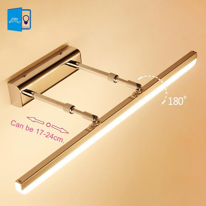 [DBF]Length Adjustable 40cm 50cm 9W 12W LED Mirror Light Stainless Steel AC85-265V Modern Wall Lamp Bathroom Lights Wall Sconce