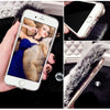 Fashion Rabbit Fur Hair Plush Phone Cases For Iphone 8 7 6 6S Plus Cover  Diy Bling Rhinestone Diamond Fox Hard Back Cover