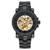 Mg. Orkina Men Wristwatch Golden Skeleton Clock Mechanical Male Wrist Watch Black Relogio Masculino Automatic Zegarek Meski
