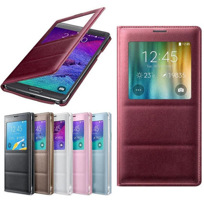 YKSPACE Classic View Window Flip PU Leather Case Cover for Samsung Galaxy Note 4 Cases i9500 High quality