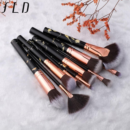 FLD 10 Pcs Professional Makeup Brush Set Full Function Foundation Eye Powder Fan Blush Brush Makeup Tools Brushes Set Kit