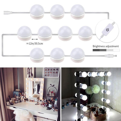 DIY Hollywood Style Makeup Mirror Led Light Kit for Dressing Table Stepless Dimmable 6 10 14 Bulbs Chain Bathroom Led Wall Lamp