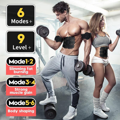 EMS trainer Muscle Stimulator Trainer Smart Fitness Abdominal Training ABS Stimulator Body Slimming Belt Unisex Stickers