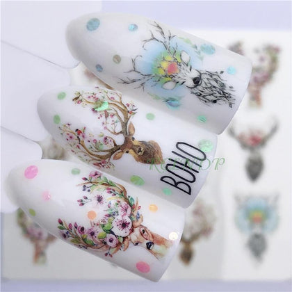 Nail sticker art decoration slider deer Peach blossom adhesive design Water decal manicure lacquer accessoires polish foil