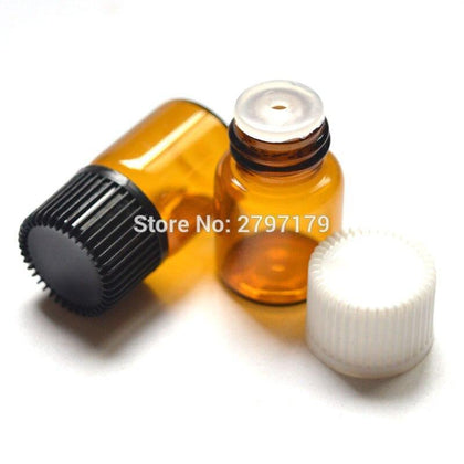 Free Shipping 10pcs 2ml Mini Amber Glass Bottle with Orifice Reducer and Cap Small Essential Oil Vials