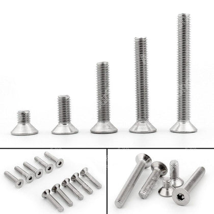 Areyourshop M8 16mm-50mm Head Screws Bolts More Sizes A2 Stainless Steel Flat Head Hex Socket Counte