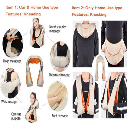 Body Massage Electric Home Car Charger Use Knead Knock 2 Items for Choose Back Neck Shoulder Beat Cellulite Shiatsu Acupressure
