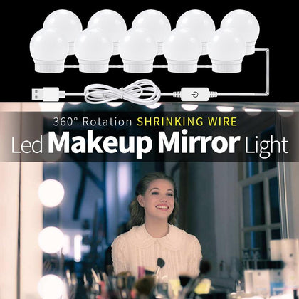 CanLing USB LED 12V Makeup Lamp Wall Light 6 10 14 Bulbs Kit For Dressing Table Stepless Dimmable Hollywood Vanity Mirror Light