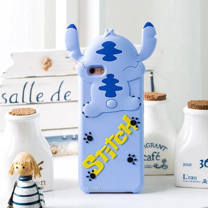 3D Cartoon Cute Stitch Minnie Liquid Soft Silicone Back Cover Skin For iPhone 6 6s X XR Xs Max 7 8 Plus Phone Cases Fundas Coque