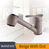 Kitchen Faucets 360 Degree Swivel Pull Out Kitchen Sink Faucet Water-Saving Polished Black Basin Crane Mixer Brass Tap Wf-7005