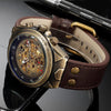Steampunk Bronze Automatic Watch Men Mechanical Watches Vintage Retro Leather Transparent Skeleton Watch Clock Man