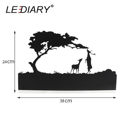 LEDIARY Retro LED Wall Lamp Creative Painting 110-240V Modern Black Sconce Decoration For Bathroom Living Bed Room Animal