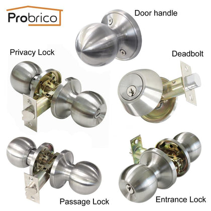 Probrico Stainless Steel Entrance/Privcy/Passage/Deadbolt Door Lock Satin Nickel Door Knob Door Handle DL607SN