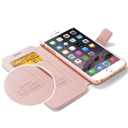 Tikitaka Crystal Diamond bow-knot Butterfly Leather Wallet Case For iPhone 8 7 6 6s Plus SE 5 5s SE Flip Phone Cases Slim Cover