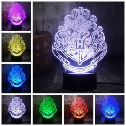 NEW Harri Potter HOGWARTS Magic School Emblem 3D LED Night Light 7 Color Sleep Home Decor Lamp Fans Boy Christmas New Year Gift