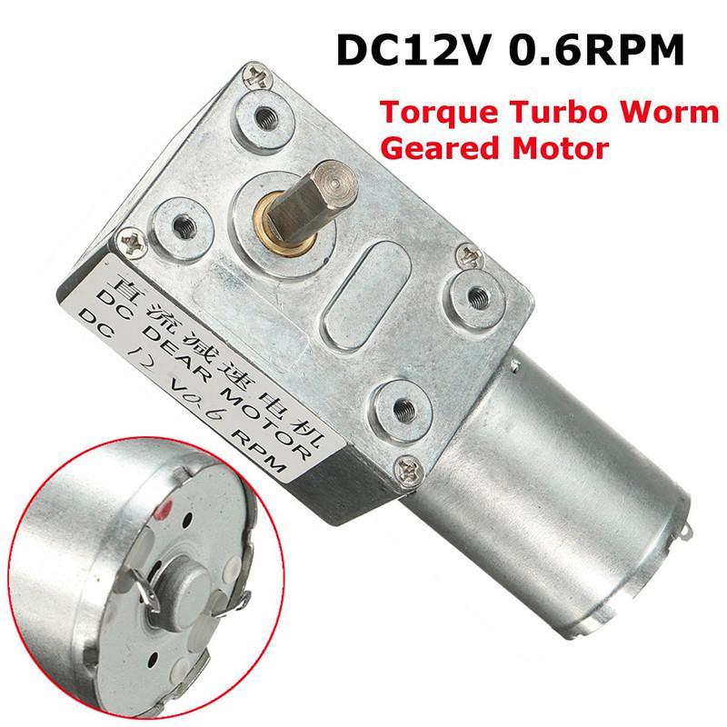 12V Dc Geared Motor 0.6Rpm High Torque Low Speed Turbo Worm 370 Right Angle Us