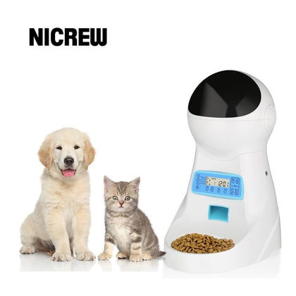 Nicrew Pet-U 3L Automatic Pet Food Feeder Voice Recording / LCD Screen Bowl For Medium Small Dog Cat Dispensers 4 times One Day