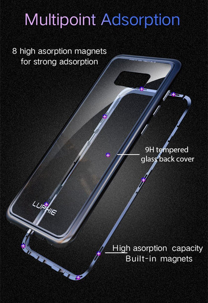 LUPHIE for Samsung Galaxy S9 S8 Plus S7 Edge Note 8 Note 9 Case Original Brand-New Magnetic Aluminum Metal Frame Tempered Glass