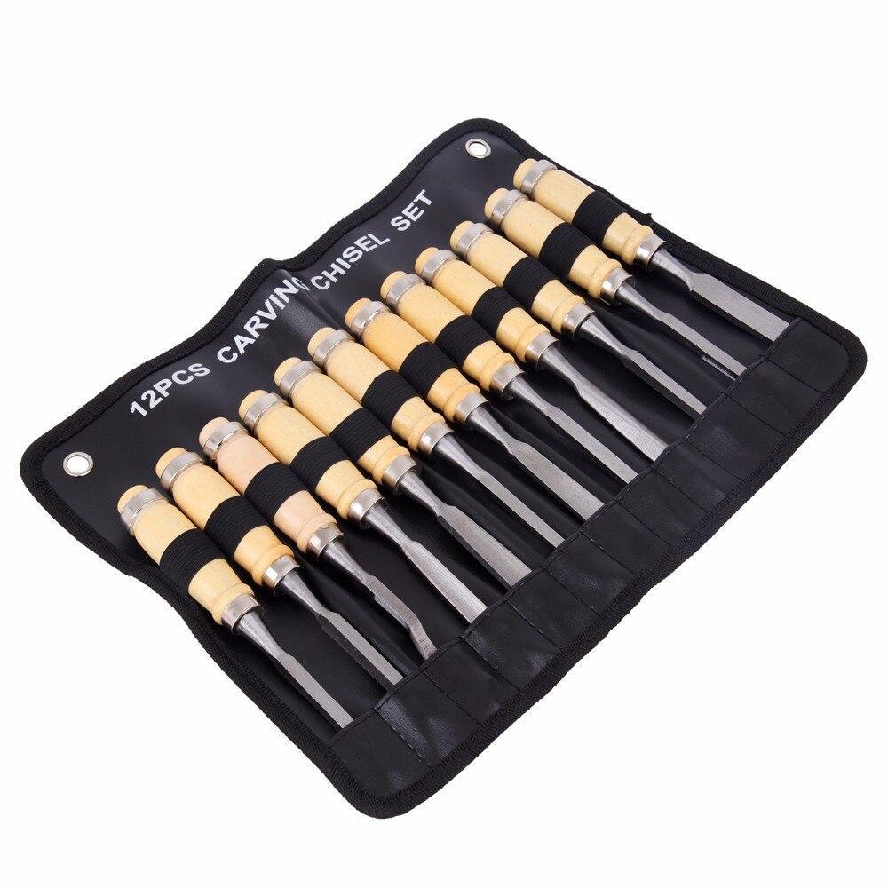12Pcs Wood Carving Chisel Hand Tool Set Craft Professional Gouges Woodworking