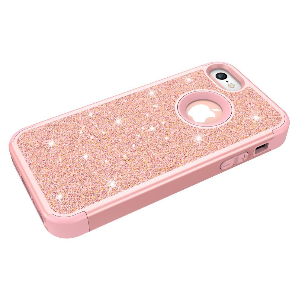 Case For Iphone 5 5S Luxury Bling Armor Shockproof Glitter Sparkle Cover Soft Silicon Pc Hybrid Protect Phone Case For Iphone Se