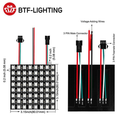 WS2812B Panel Screen 8*8,16*16,8*32 Pixel 256 Pixels Digital Flexible LED Programmed Individually Addressable Full Color DC5V