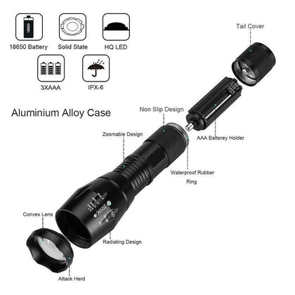 Dropshipping MTB LED Bike Bicycle Light T6 8000LM LED Torch Zoomable Flashlight For Camping Lantern 18650 5000mAh Battery