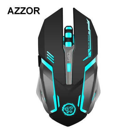 AZZOR Rechargeable Wireless Gaming Mouse 7-color Backlight Breath Comfort Gamer Mice for Computer Desktop Laptop NoteBook PC