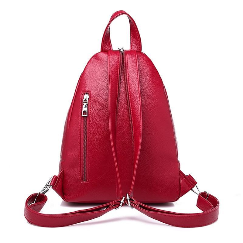 Female Backpack Designer High Quality Leather Women Bag Fashion School Bags Girl Red Bagpack Tassel Multifunction Bag Waterproof