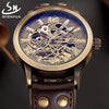 Vintage Skeleton Mechanical Automatic Wrist Watch Men 2018 Shenhua Mechanical Steampunk Watches Self Winding Mens Leather Watch
