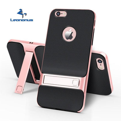 Hybrid TPU+PC Phone Case For Apple iPhone 7 Plus 6 6S Plus XS Max XR Hard Frame Cover With Bracket Holder For iPhone 7 Plus Capa