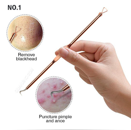 4pcs Anti-Bacterial Double-ended Acne Needle Blackhead Remover Tool Stainless Steel Pimple Needle Facial Cleaning Tool Skin Care