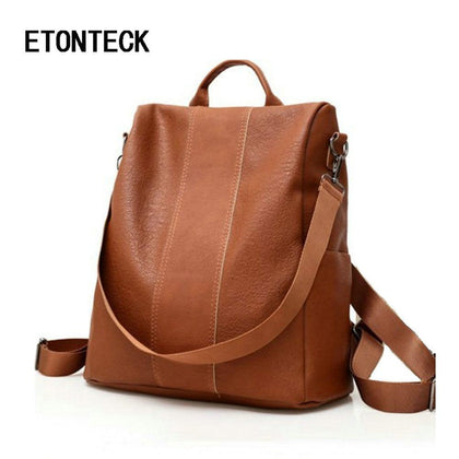 ETONTECK Retro Women Leather Backpack College Preppy School Bag for Student Laptop Girls Ladies Daily Back Pack Shop Trip Travel