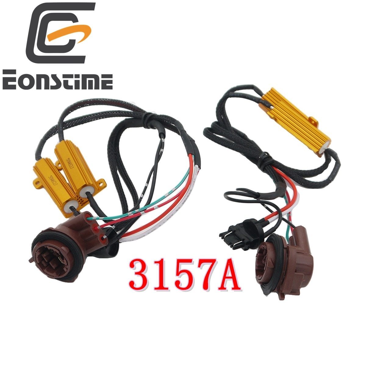 Eonstime 2Pcs 3157 4157 Pre-Wired Load Resistor Fix Hyper Flash For Led Turn Signal Light Canbus Error Free Canceller Decoder
