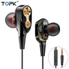 Topk Wired Earphone For Phone Dual Driver Hifi Stereo In-Ear Headset 3.5Mm Sport Running Earphones With Microphone Earbuds  (Black)