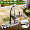 Xueqin Silver Double Handle Double Basin Kitchen Faucet Tap Single Hole Water Tap For Torneira Cozinha