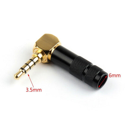 Areyourshop Audio Connector 3.5mm Stereo 4 Pole Right Angle Male Jack Plug Audio Soldering Cable 1PC