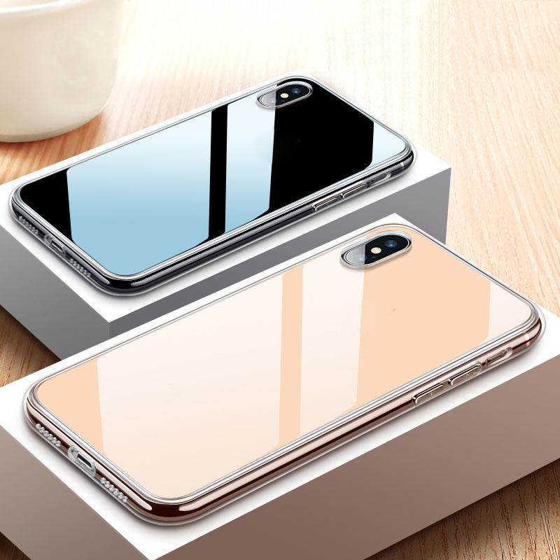 Suntaiho Luxury Glass Case For Iphone Xs Max Xr Cases Ultra Thin Transparent Back Glass Cover For Iphone X 7Plus 8Plus Soft Edge