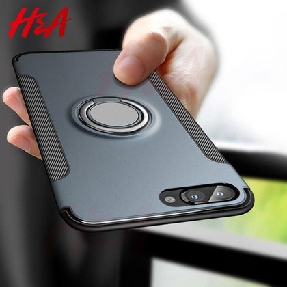 H&A Luxury Shockproof Magnetic Ring Stand Case For iPhone 7 8 Plus 6 Metal Anti-knock Cover For iPhone 6 6s Plus Phone Case Capa