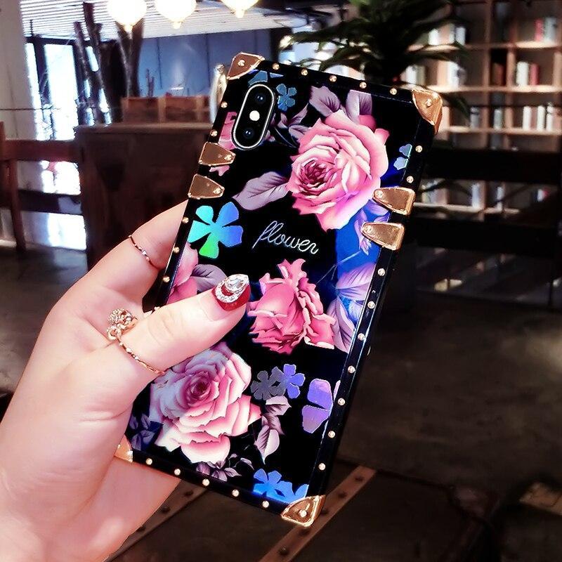 Luxury Blu-Ray Flower Cute Girl Silicone Phone Case For Iphone 7 6 S 8 Plus X Xr Xs Max Cover For Samsung Galaxy S8 S9 Note 8 9