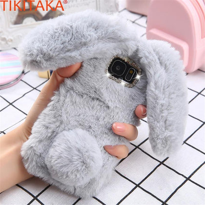 Winter Warm Rabbit Ears Case For Galaxy A J Series Plush Furry Phone Cases For Samsung A3 A5 A7 J3 J5 J7 2015 2016 2017 Case Hot