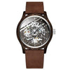 Ik Colouring Men Watch Fashion Casual Wooden Case Crazy Horse Leather Strap Wood Watch Skeleton Auto Mechanical Male Relogio