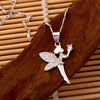 Us Stock Uloveido 15%Off Fashion Silver Zirconia Dancing Angel Necklace With Pendant Jewelry Suspension Girl Gift N1276 (Platinum Plated White)