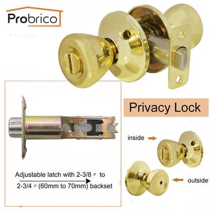 Probrico Stainless Steel Entrance/Privcy/Passage/Deadbolt Door Lock Gold Finish Door Knob Door Handle Tulip Style DL576PB