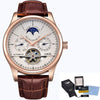 Lige Men Watches Brand Automatic Mechanical Watch Tourbillon Sport Clock Leather Casual Business Wristwatch Gold Relojes Hombre