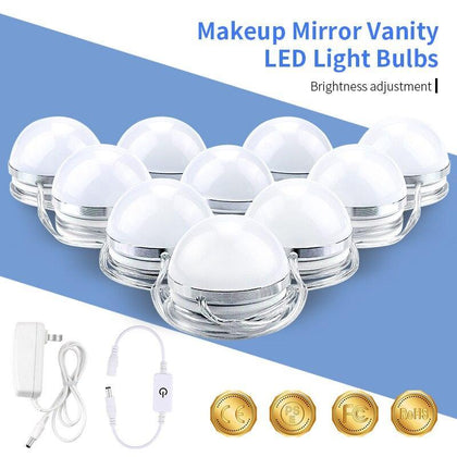 DIY Hollywood Style Makeup Mirror Led Light Kit for Dressing Table Stepless Dimmable 6 10 14 Bulbs Chain Bathroom Led Wall Lamp
