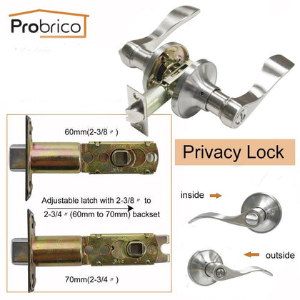 Probrico Stainless Steel Entrance/Privcy/Passage Door Lock Brushed Nickel Door Knob Door Handle DL12061SN
