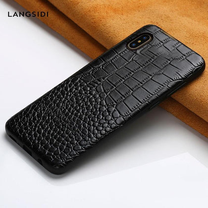 Luxury Genuine Leather cases for iphone X XR XS XS max Crocodile Grain cover for iphone 6 5 5s se 6S 7 8 plus For Apple case 360